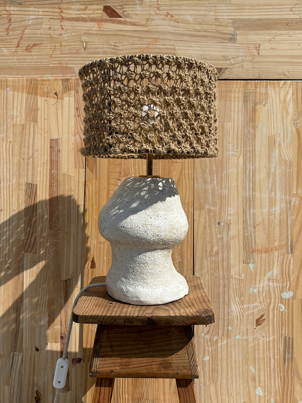 Irregular Matadero Table Lamp with weaved Lampshade with needles Rustic Knot Stitch